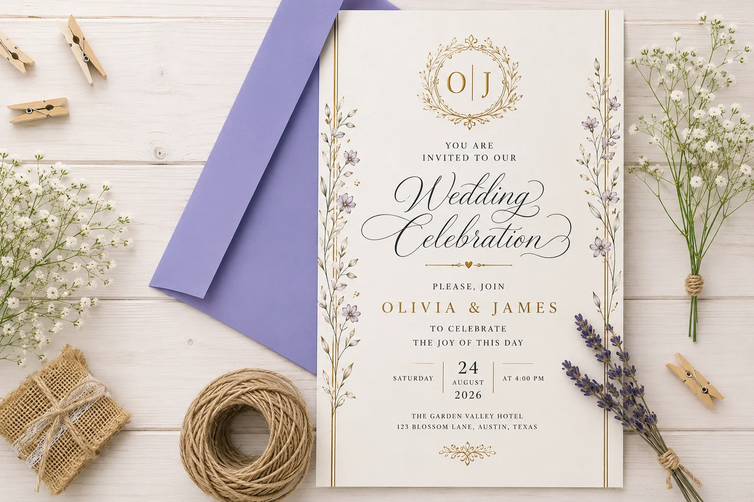 Flat Wedding Invitations